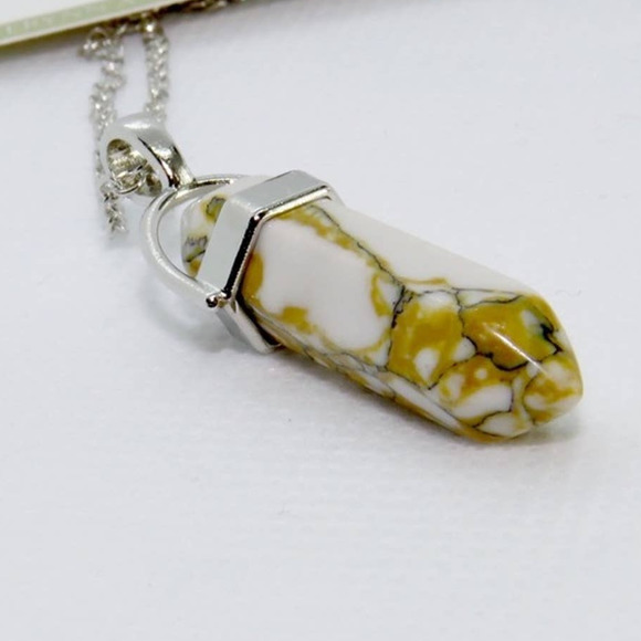 Hot Topic Tan Agate Marbled Chakra Pendant Necklace - Picture 2 of 4